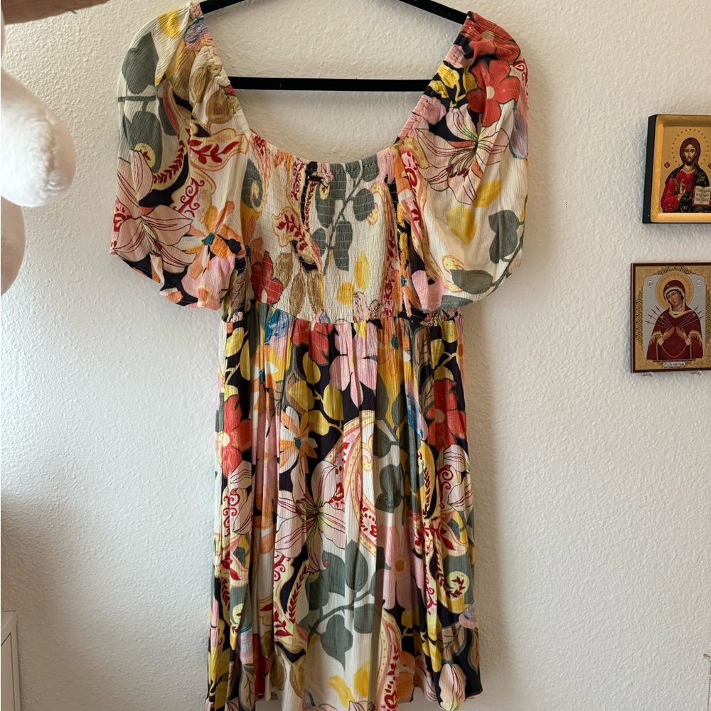 O'Neill Orange Puff Sleeve Mini Dress